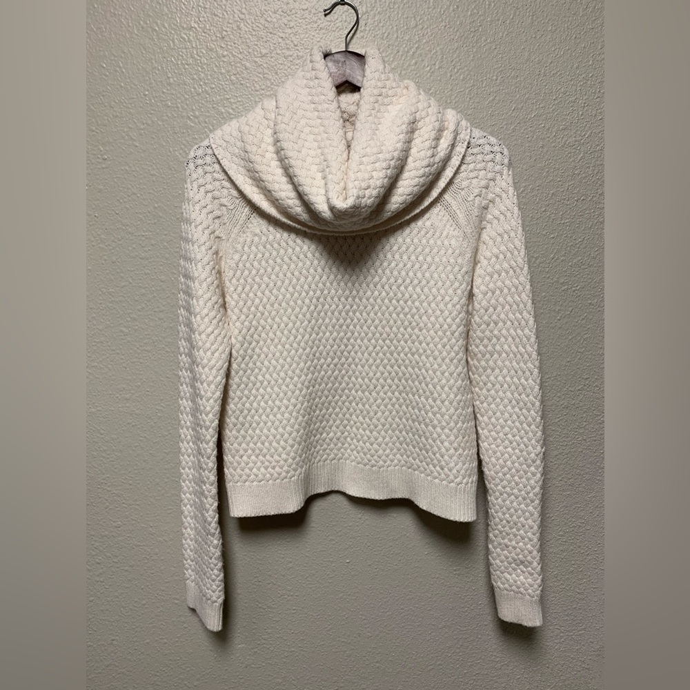 New York & Company Sz M women’s pearl white thick cowl-neck chunky sweater cozy - Picture 3 of 14
